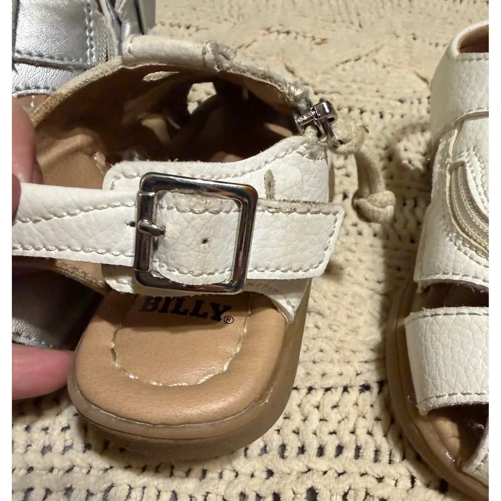 Billy Footwear Adaptive Sandals Lot 2 Pairs Silver White Toddler 8M BT22134-100